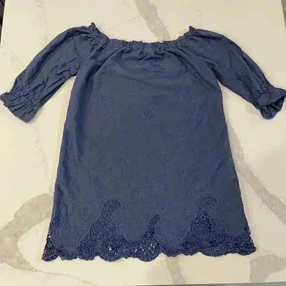 Abercrombie & Fitch Periwinkle Floral Lace Off Shoulder Sun Dress Size Small - Picture 1 of 4